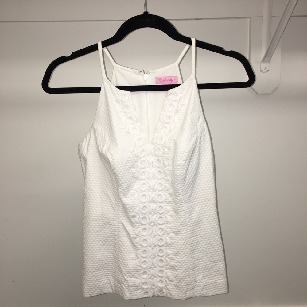 Lilly Pulitzer white embroidered sleeveless top